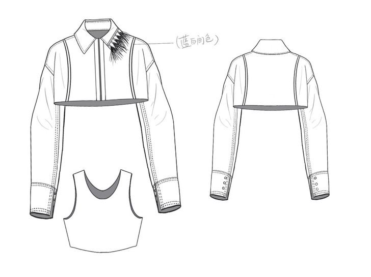 服装设计款式图 代画一件正背面50r
