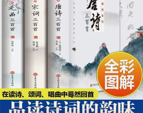 3册唐诗三百首宋词元曲三百首大 中国古诗词...