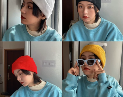 秋冬帽子女ins纯色毛线针织帽男日系潮女瓜...