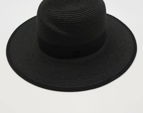 新款夏天黑色帽子韩版百搭女礼帽M标女士草帽...