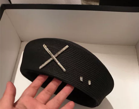 2020新款日系黑色报童帽立体造型草编贝雷...