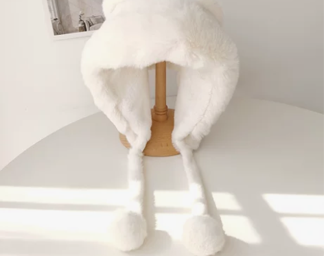 日系可爱毛毛猫耳朵帽子女秋冬天保暖加绒雷锋...