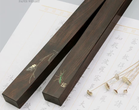 镇纸石 镇尺镇纸黑梓木 书法压纸小摆件 实木