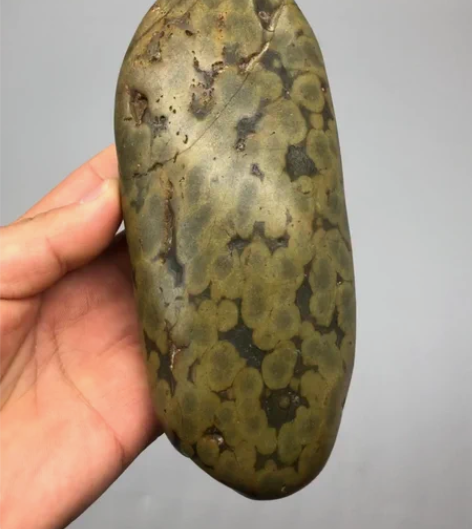 雨花石  镇纸石 水冲石 《萍聚》 绿色镇...