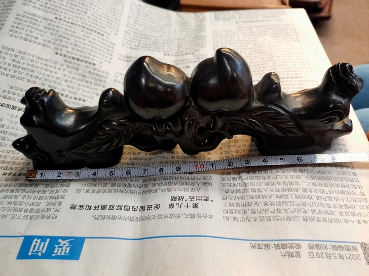 乌木长寿笔架，皮壳老辣，棒棒哒，