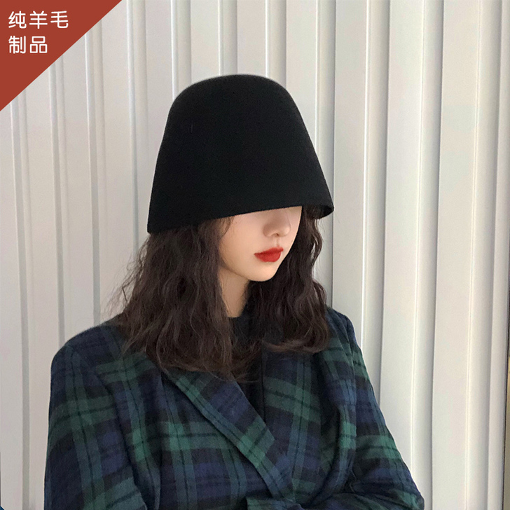 羊毛水桶帽女秋冬新款小盆帽保暖韩版百搭日系...