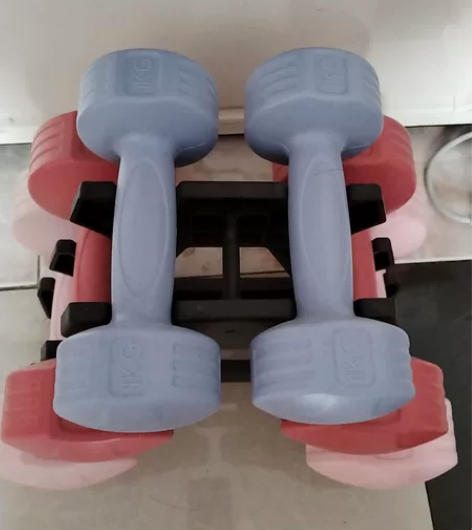 三色哑铃！一千克两千克三千克和哑铃架！买回...