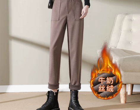毛呢裤子女秋冬2020新款休闲工装女裤宽松...
