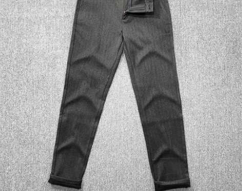 人字纹高级感磨毛弹力男士修身休闲裤 秋冬百...