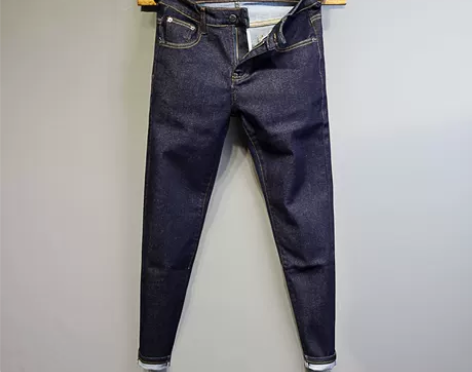 裤子男裤原创简约百搭藏蓝色光板修身弹力牛仔...