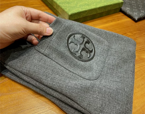 复古花灰色 進口雅赛尔薄呢针织面料休闲卫裤...