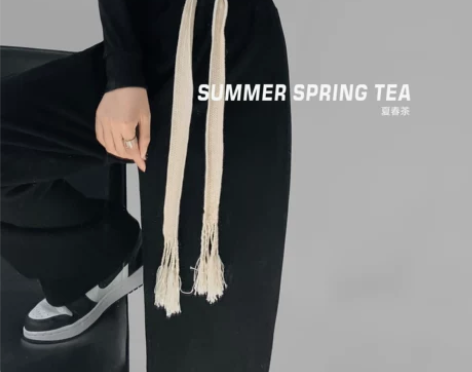 夏春茶美式秋冬阔腿裤春秋抽绳加绒显瘦裤子高...