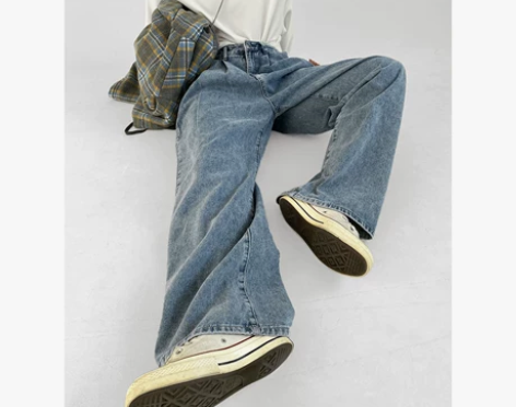 2022年早秋牛仔裤男百搭休闲直筒宽松拖地...