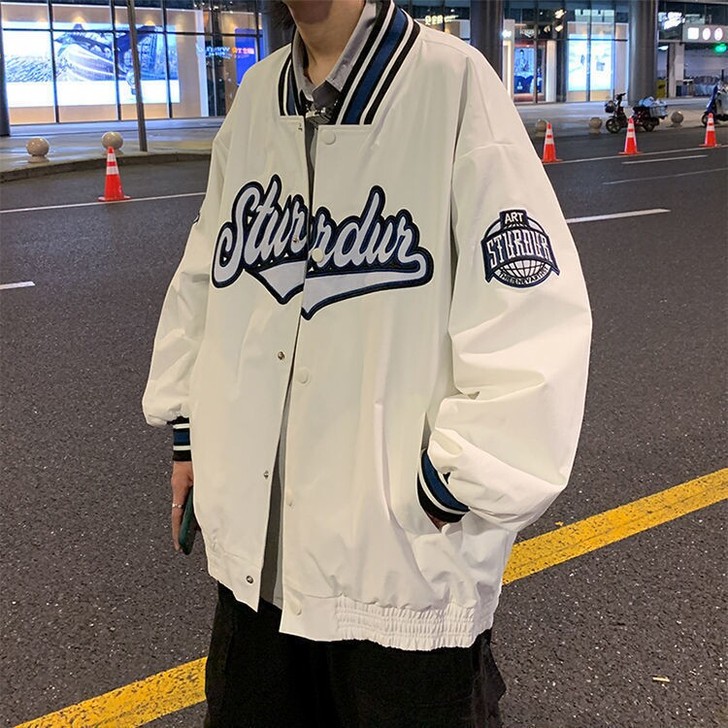 春夏美式潮牌拼色棒球夹克男情侣ins潮流学...