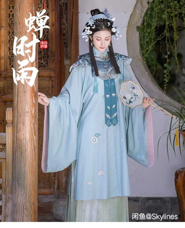 蝉时雨，墨绿色云肩均码