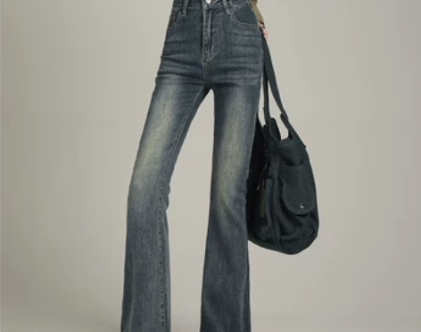 裤复古 微喇叭牛仔裤高个子显高加长马蹄裤子