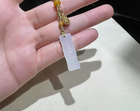 和田玉青白玉节节高升竹节手机挂绳 和田玉工...