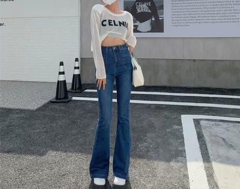 ?【盛夏潮搭价】ZNZW咖啡色微喇叭裤高腰...