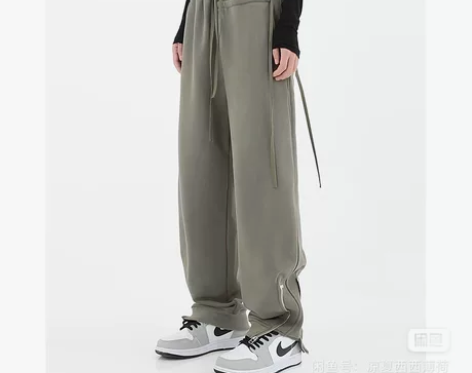 NDEY美式复古休闲裤女夏季设计感拉链开叉...