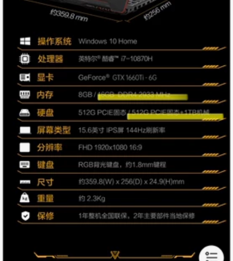 飞行堡垒8 i7-10870H  1660...