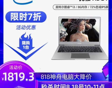 【限时七折秒杀】神舟优雅X3 G1 英特尔...