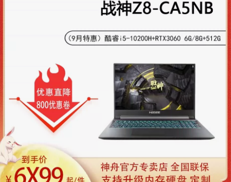 [RTX3060笔记本]神舟战神Z8-CA...