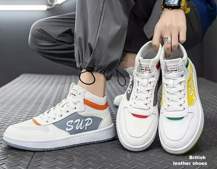 新款网布透气男鞋时尚高帮休闲板鞋