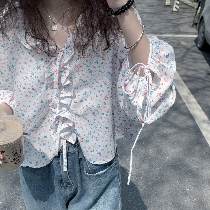 【狂欢价】碎花衬衫女2021夏季新款宽松设...