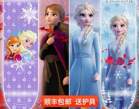 迪士尼四轮滑板儿童冰雪奇缘女童3初学者6一...