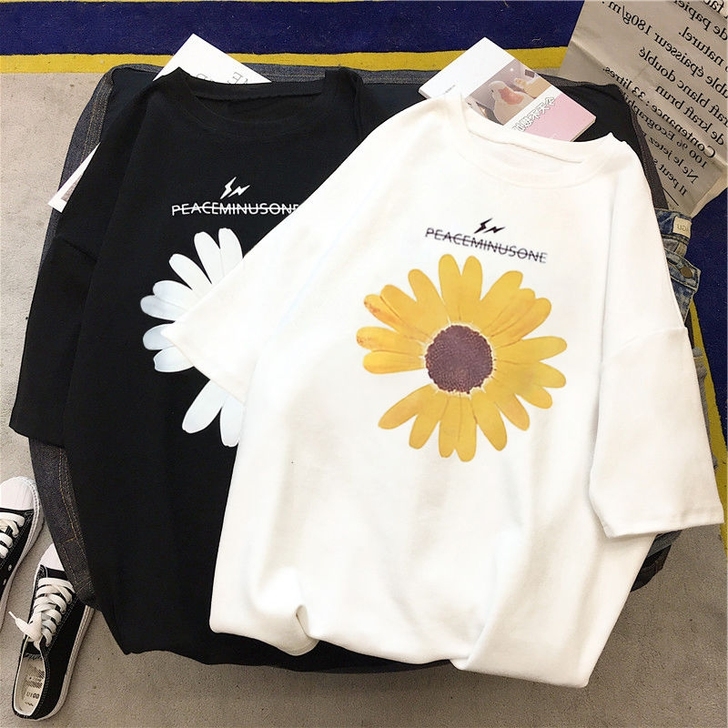 100%棉 2020早春新款t恤小雏菊印花...