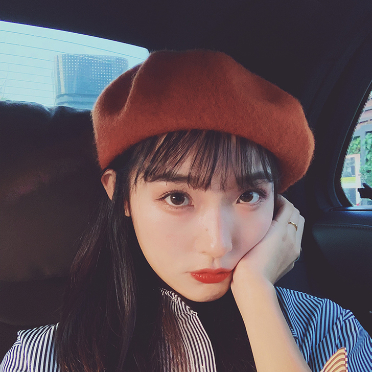 日系秋冬季网红百搭羊毛贝雷帽韩版女潮英伦蓓...