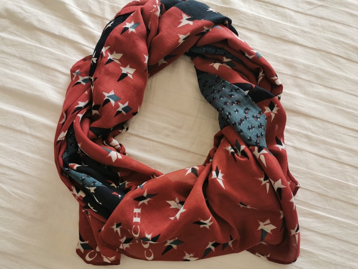 Coach蔻驰千纸鹤胭脂红色山羊绒莫代尔混...