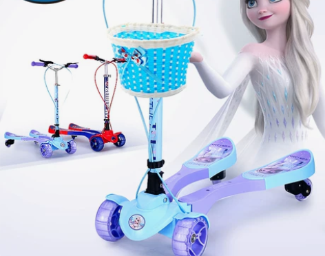 【狂欢价】1迪士尼蛙式车滑板车儿童四轮剪刀...