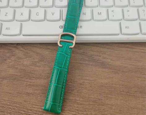 适配卡地亚坦克原装表17mm翠绿色竹节纹鳄...