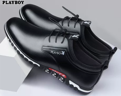 男鞋春季休闲皮鞋男隐形内增高夏季透气镂空皮...