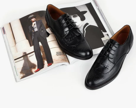 15正装英伦布洛克女鞋平跟深口牛津鞋流苏复...