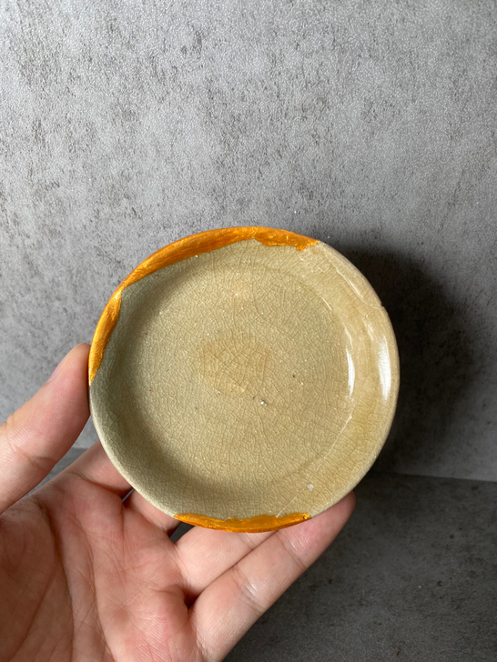 龙泉窑，笔洗，金缮修复