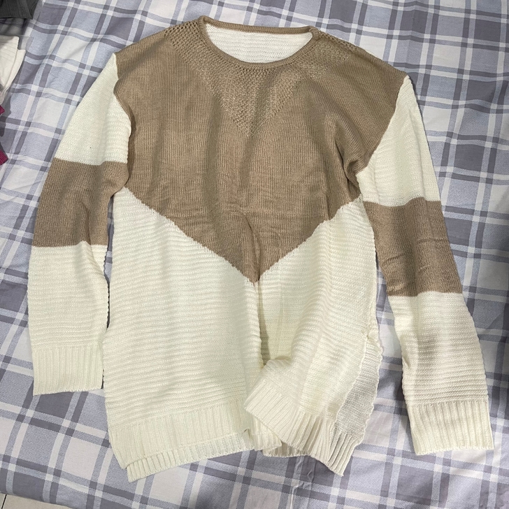 拼色薄款宽松针织衫