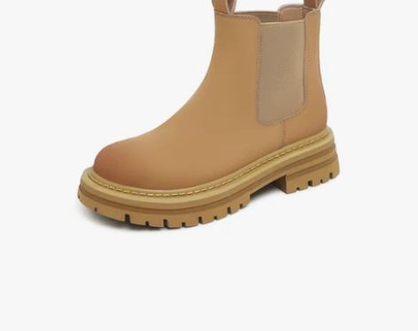 骆驼女鞋2022冬季新款真皮大黄靴英伦风切...