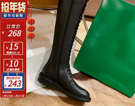 牛皮版~2020秋冬新款ANN长靴女不过膝...