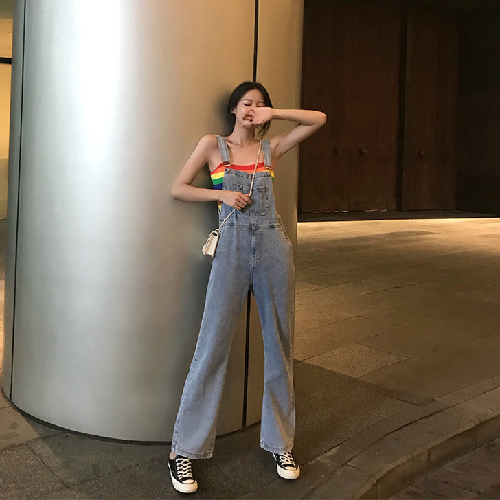 背带裤女小个子2020韩版宽松减龄高腰阔腿...