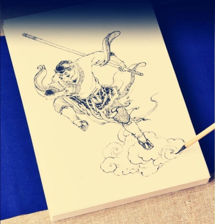 工笔画西游记人物图谱白描底稿临摹菩萨线描画...
