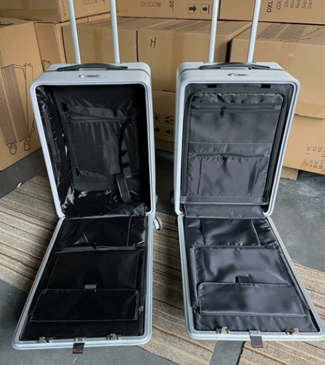 行李箱铝镁合金拉杆箱前开门设计商务旅行箱万...