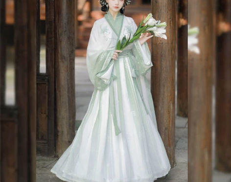 莺雨兰衣原创【青若】晋制齐腰交领儒裙汉服女...