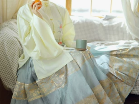 全新 兰若庭 汉服 望水云鹤 织金纱 明制...