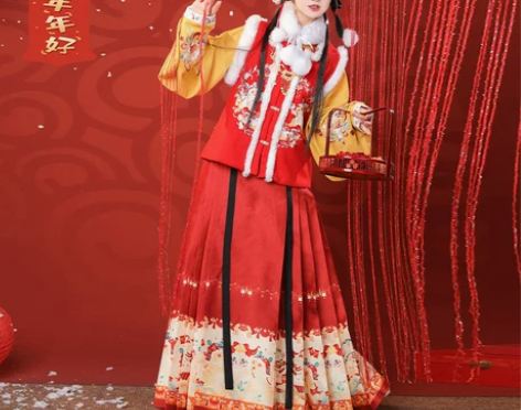 裳云兮新年战衣《福虎呈祥》明制汉服女拜年加...