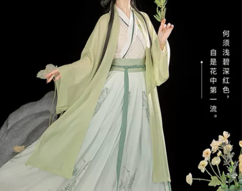 汉服宋制女夏款三涧裙素雅日常百迭飞机袖夏季...