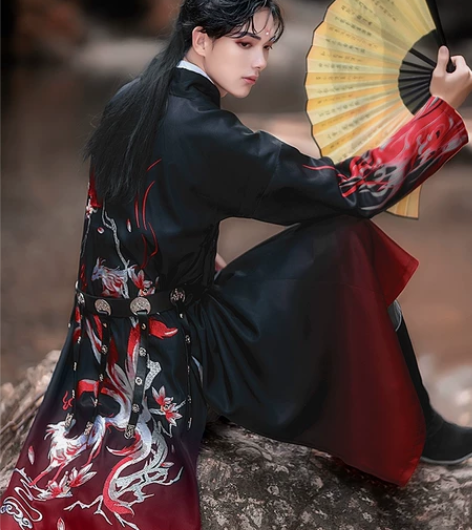 如梦霓裳汉服女装情侣装男士直裰九尾灵狐绣花...
