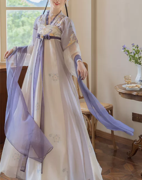 云藏月绣紫衿原创唐背子紫色中国风改良唐制齐...