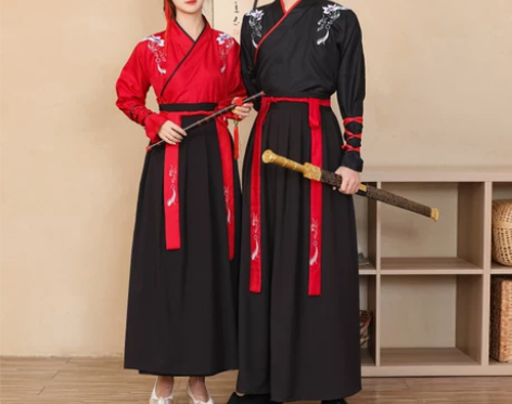 改良古装汉服女中国风仙气武侠服古风交领男学...